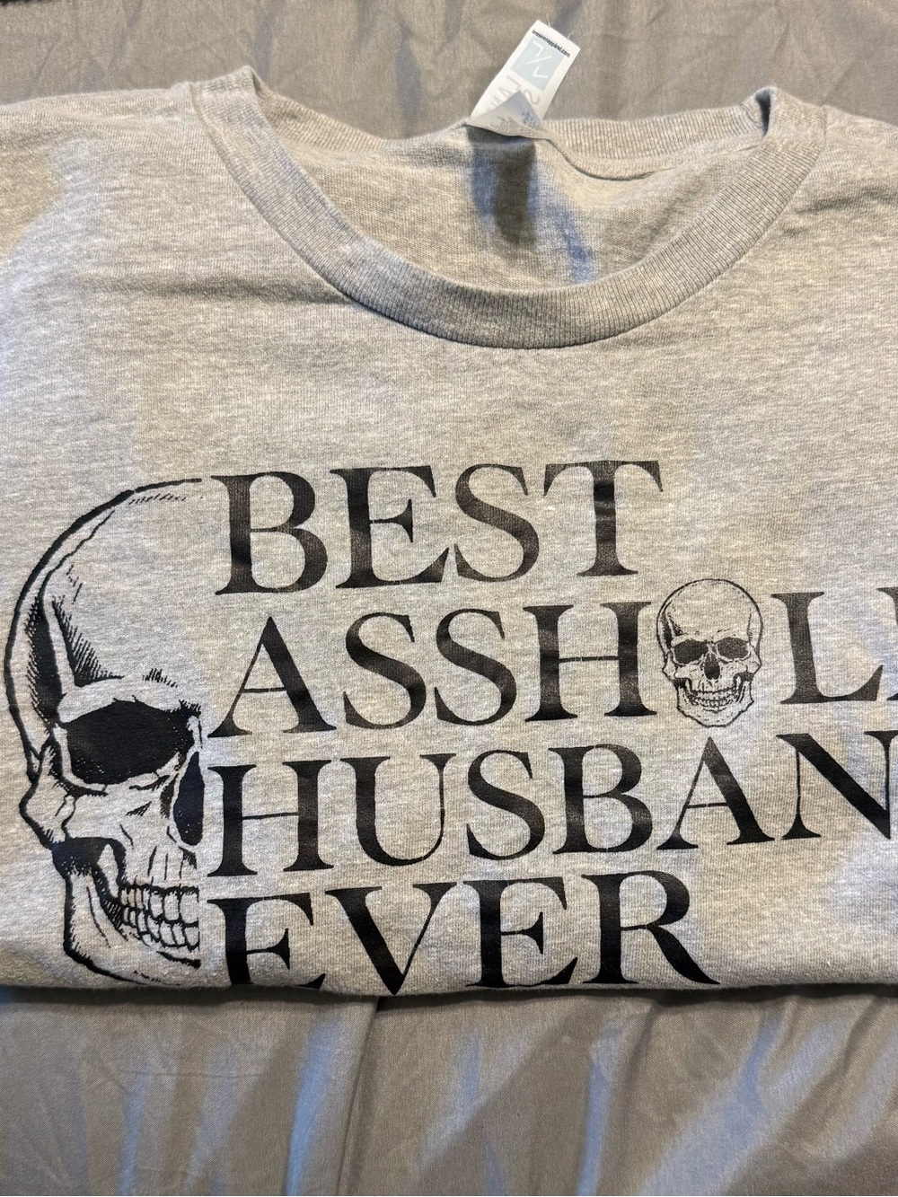 Gray Graphic Crewneck Shirt - 'Best Husband Ever'